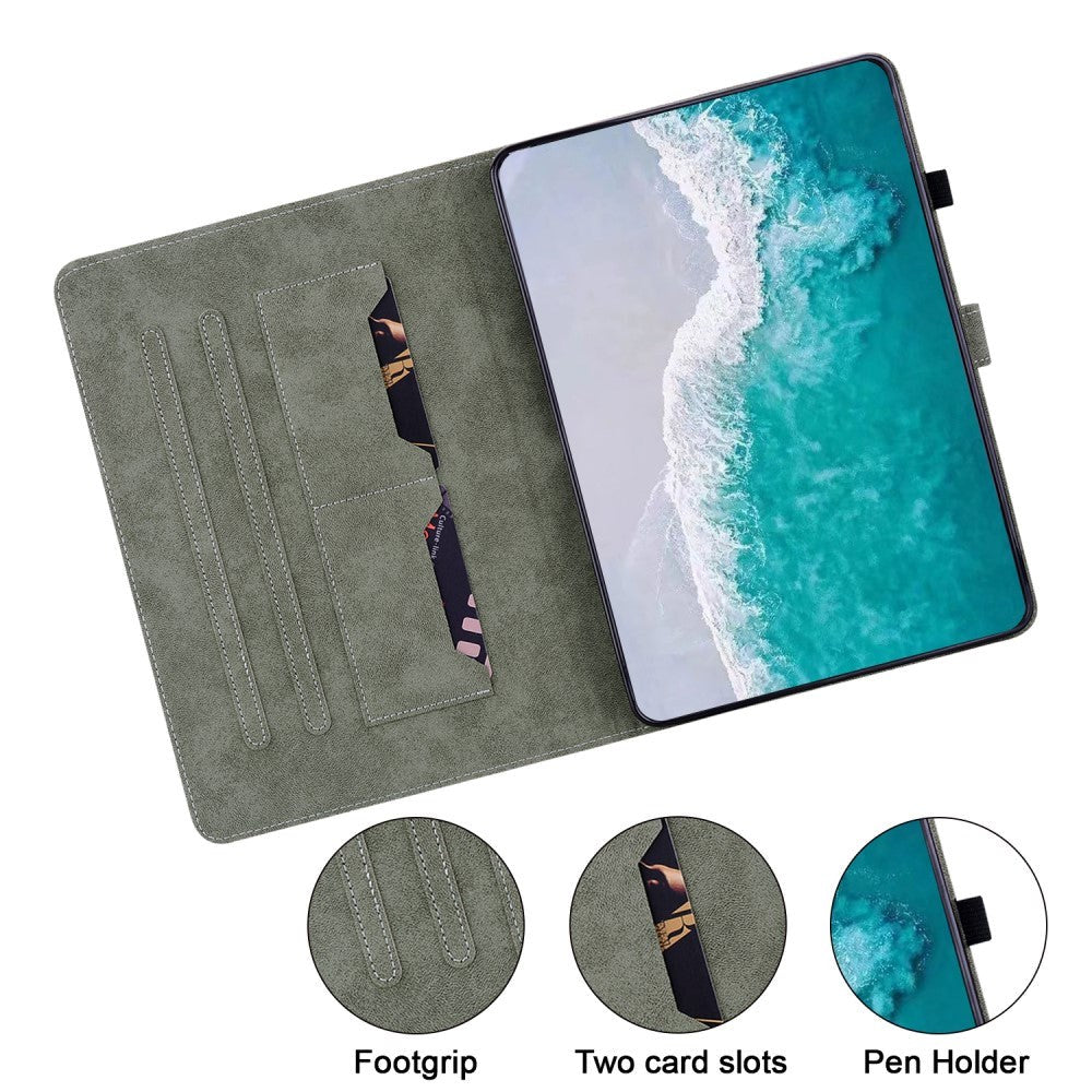 Samsung Galaxy Tab S9 Blødt Læder Cover m. Ståfunktion & Kortholder - Sort