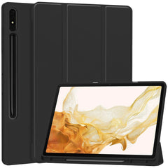 Samsung Galaxy Tab S9+ (Plus) Magnetisk Tri-Fold Læder Cover m. Pencil Holder - Sort