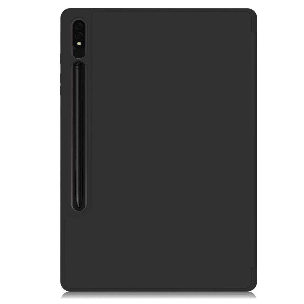 Samsung Galaxy Tab S9+ (Plus) Magnetisk Tri-Fold Læder Cover m. Pencil Holder - Sort