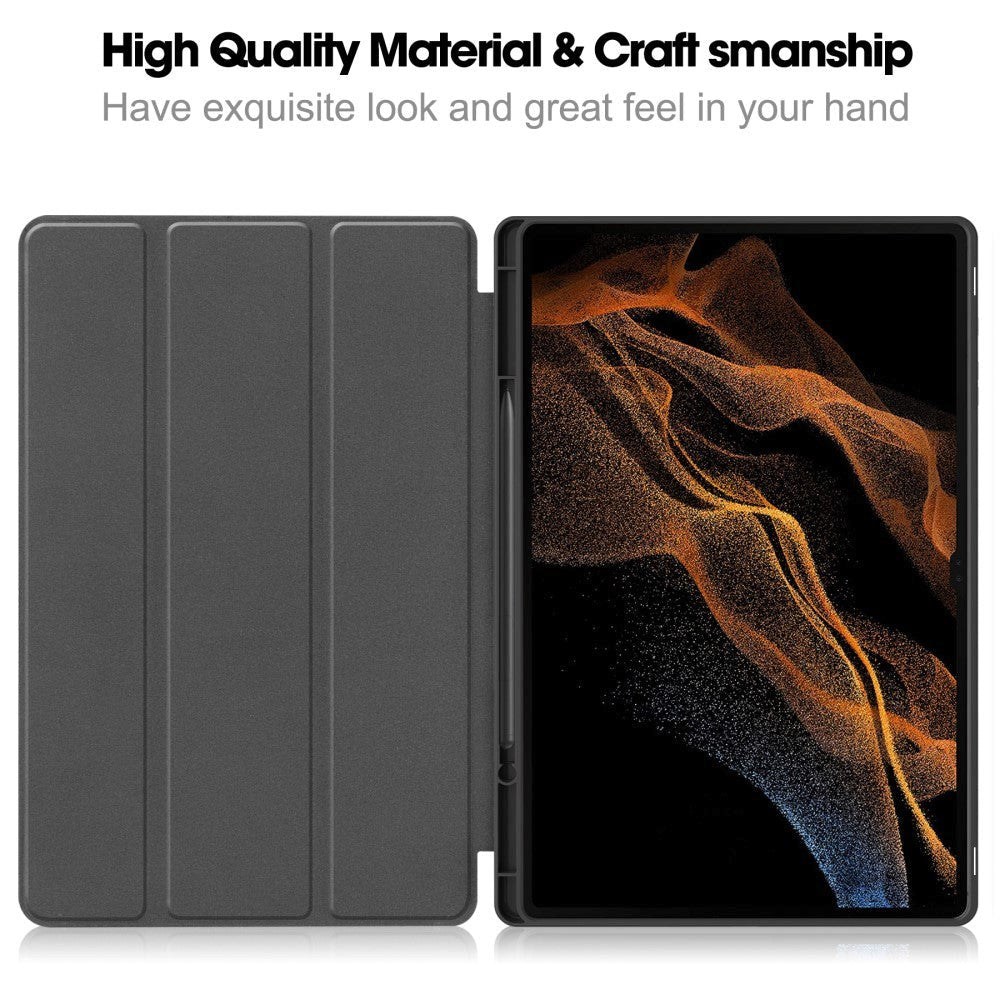 Samsung Galaxy Tab S9 Ultra Tri-Fold Læder Cover m. Standerfunktion - Rose Gold