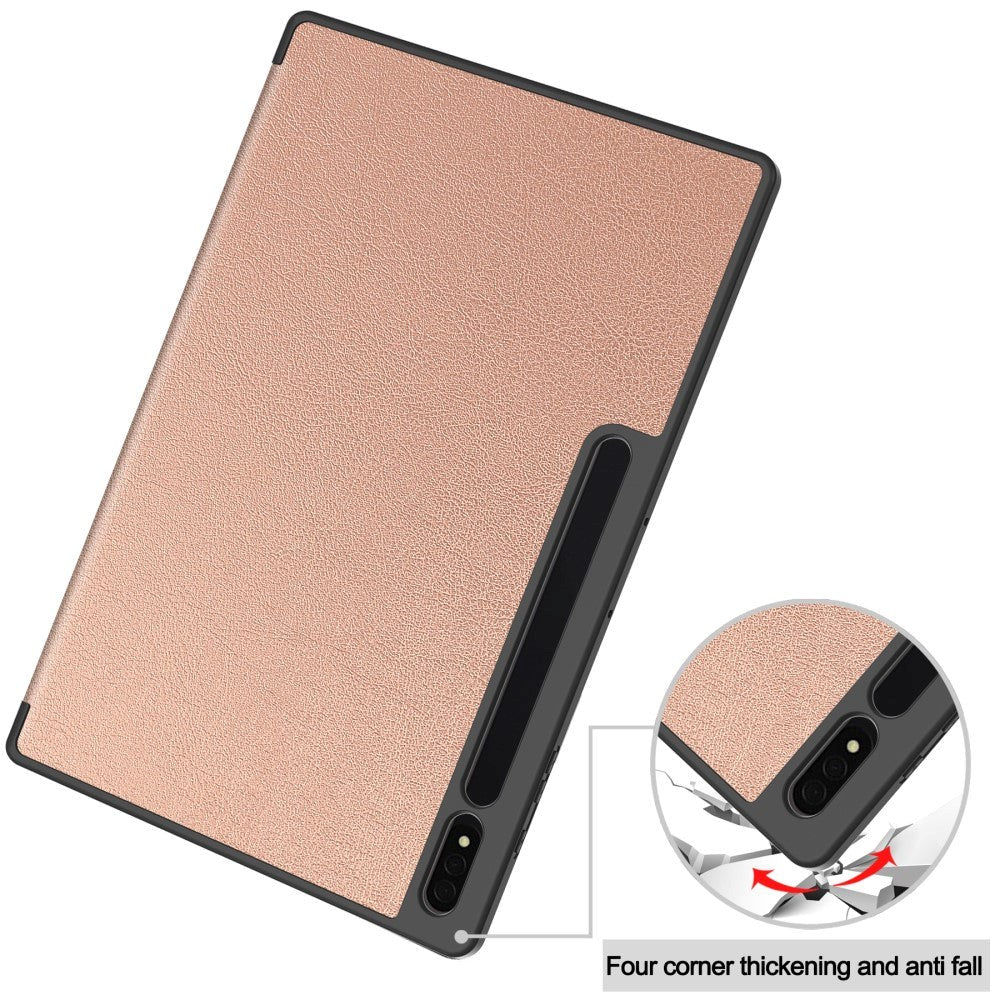 Samsung Galaxy Tab S9 Ultra Tri-Fold Læder Cover m. Standerfunktion - Rose Gold