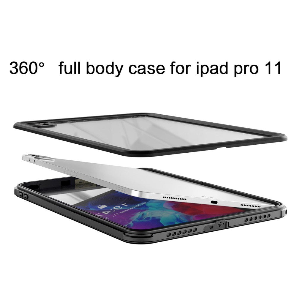 iPad Pro 11" (2022 / 2021 / 2020 / 2018) Vandtæt Håndværker Cover m. skærmbeskyttelse - Gennemsigtig / Sort