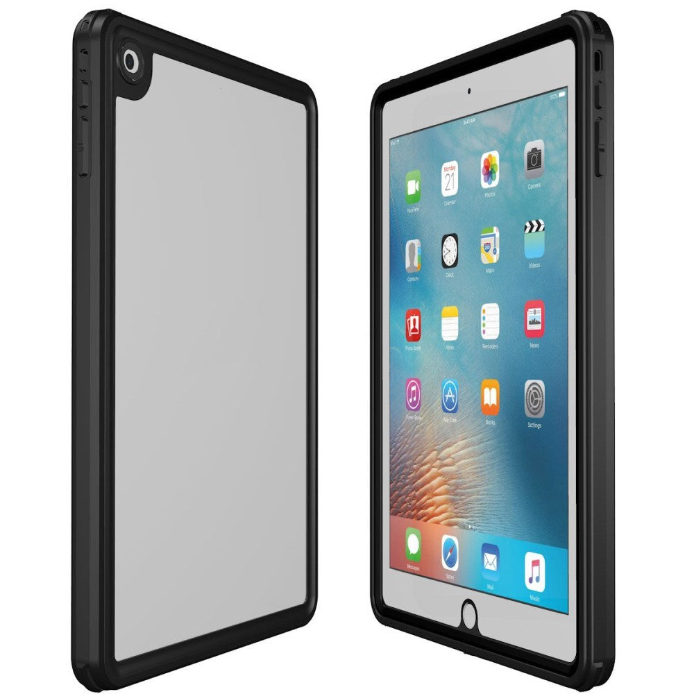 iPad 9.7 (2018-2017) Vandtæt Håndværker Cover m. skærmbeskyttelse - Gennemsigtig / Sort