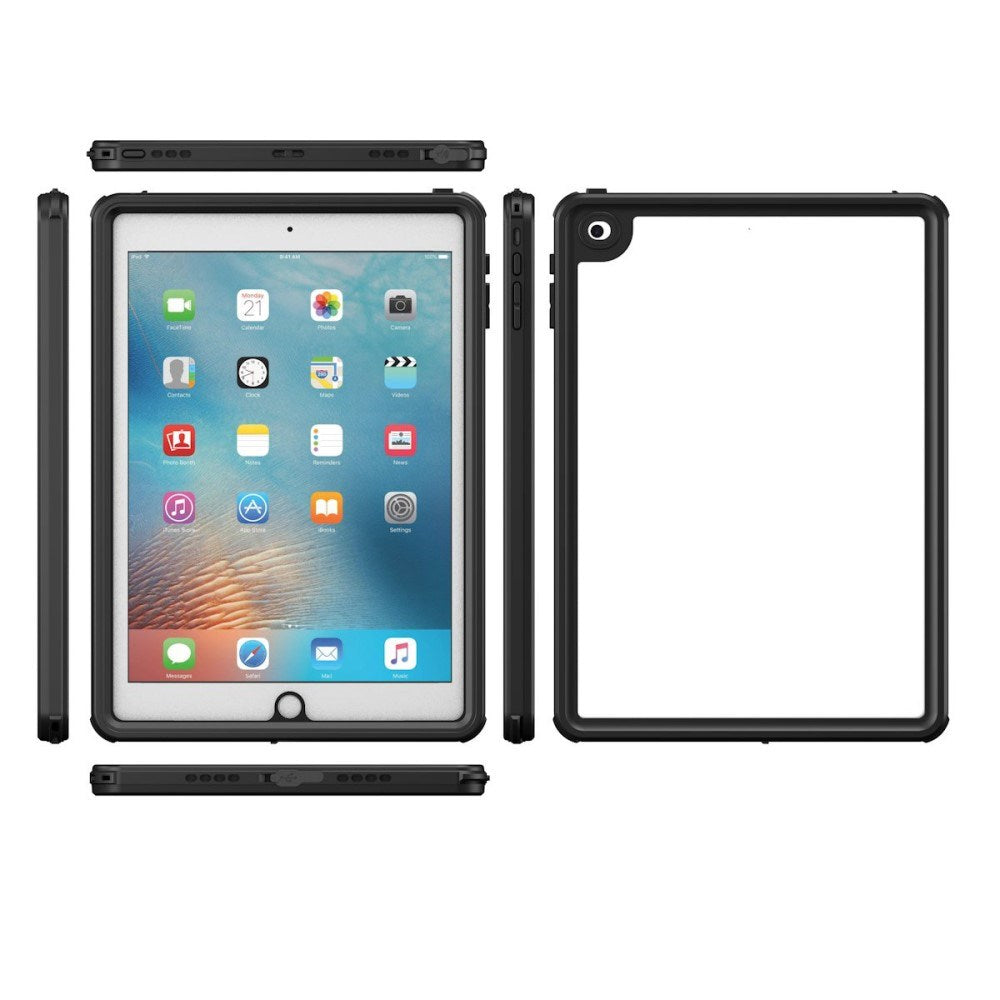 iPad 9.7 (2018-2017) Vandtæt Håndværker Cover m. skærmbeskyttelse - Gennemsigtig / Sort
