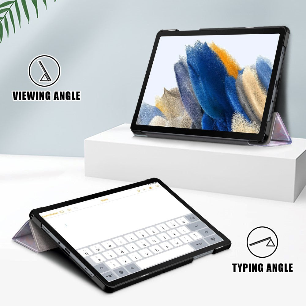 Samsung Galaxy Tab A9+ (Plus) Tri-Fold Kunstlæder Cover m. Vågeblus Funktion - Kronhjorte
