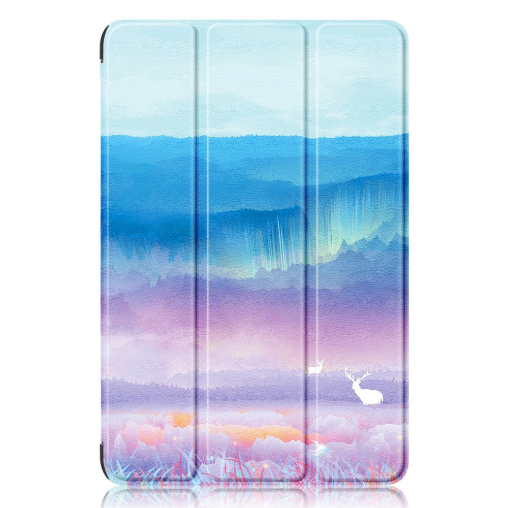 Samsung Galaxy Tab A9+ (Plus) Tri-Fold Kunstlæder Cover m. Vågeblus Funktion - Kronhjorte