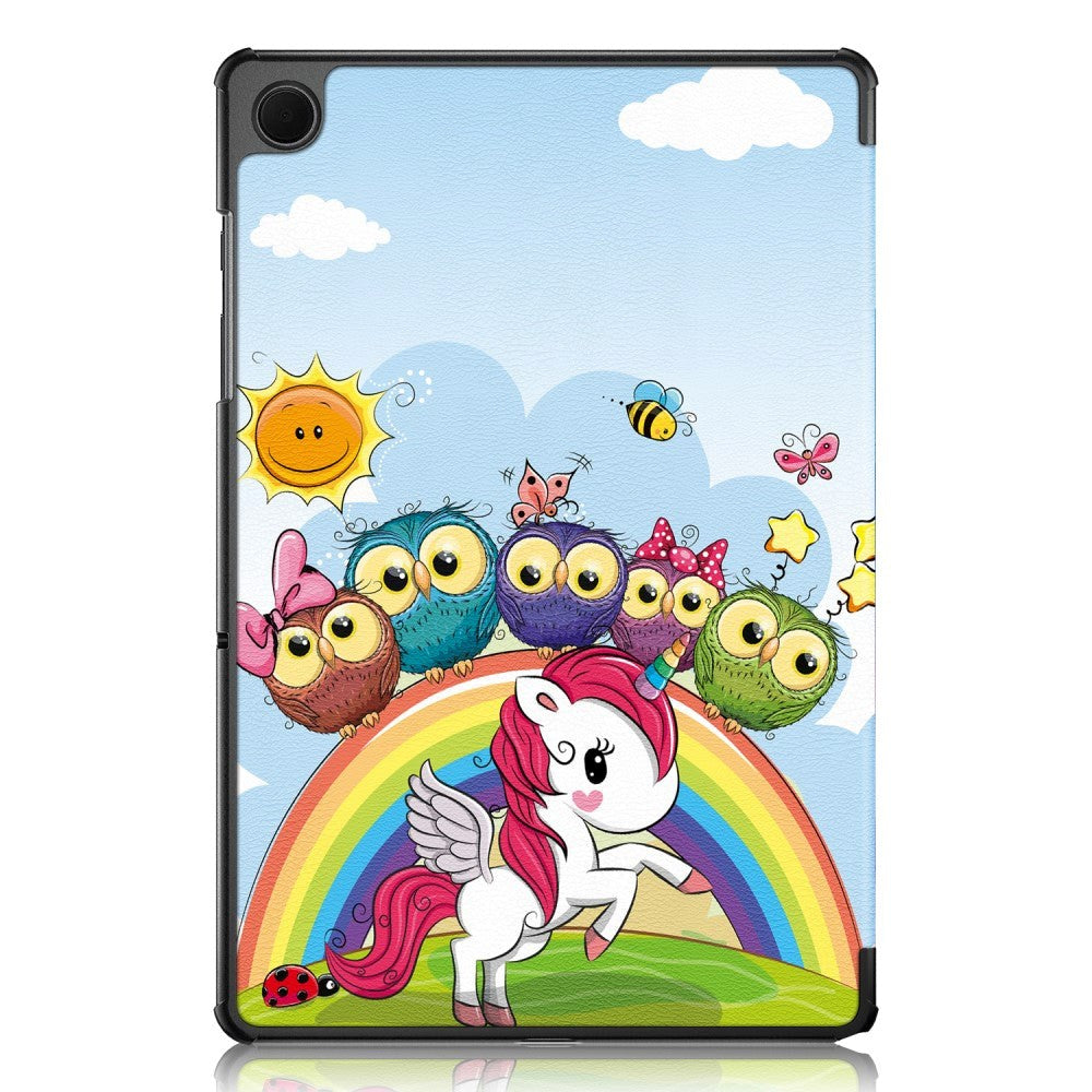 Samsung Galaxy Tab A9+ (Plus) Tri-Fold Kunstlæder Cover m. Vågeblus Funktion - Enhjørning