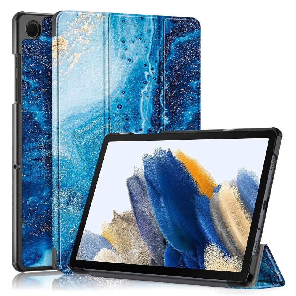 Samsung Galaxy Tab A9+ (Plus) Tri-Fold Kunstlæder Cover m. Vågeblus Funktion - Vand