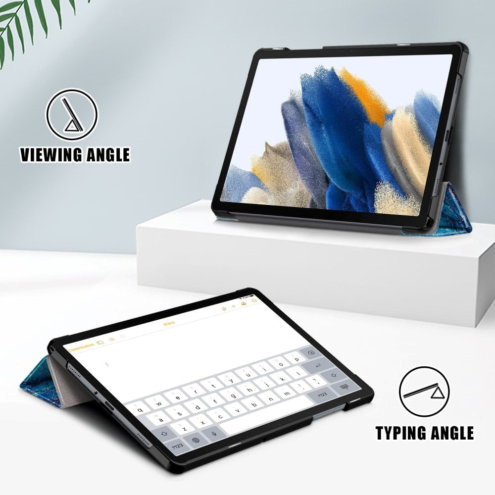 Samsung Galaxy Tab A9+ (Plus) Tri-Fold Kunstlæder Cover m. Vågeblus Funktion - Vand