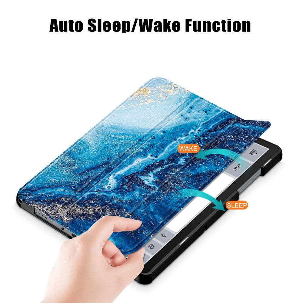 Samsung Galaxy Tab A9+ (Plus) Tri-Fold Kunstlæder Cover m. Vågeblus Funktion - Vand