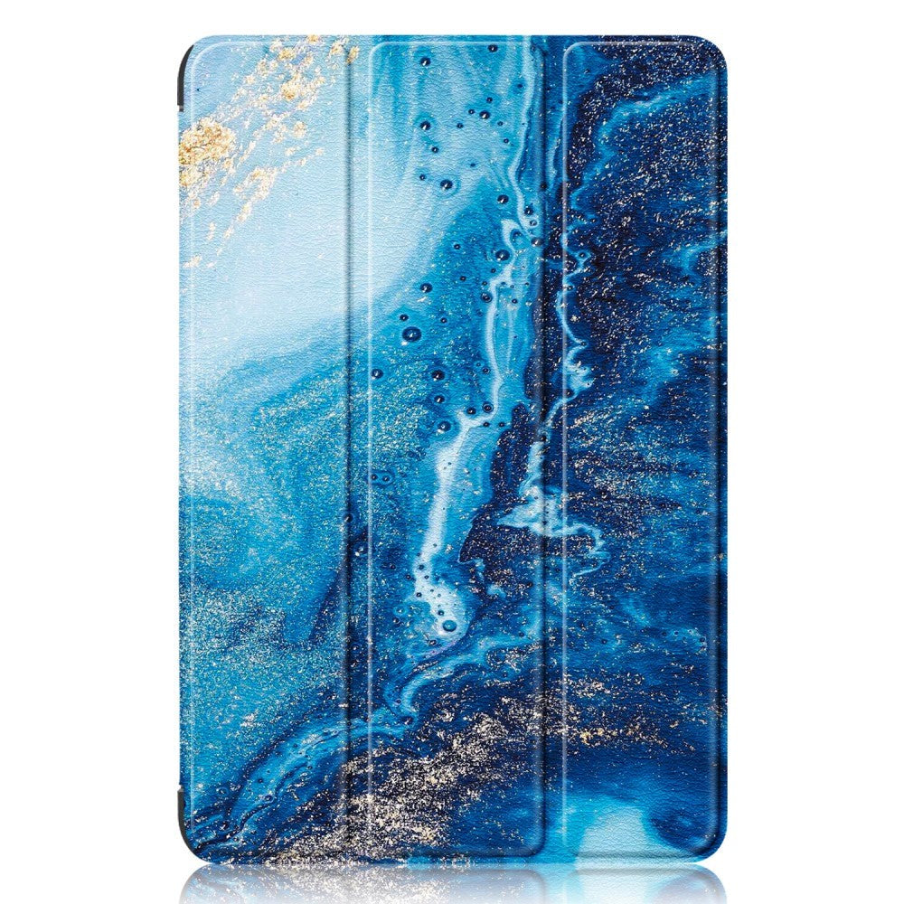 Samsung Galaxy Tab A9+ (Plus) Tri-Fold Kunstlæder Cover m. Vågeblus Funktion - Vand