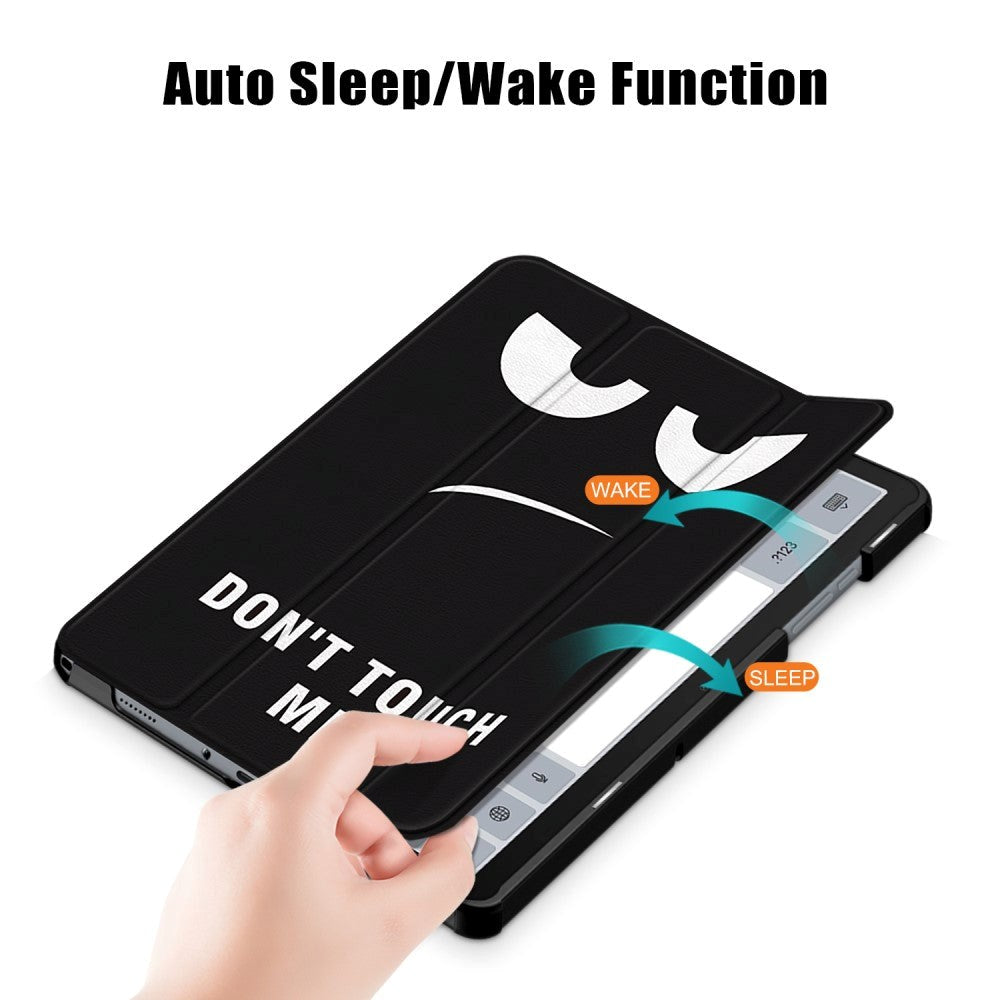 Samsung Galaxy Tab A9+ (Plus) Tri-Fold Kunstlæder Cover m. Vågeblus Funktion - "Don't Touch Me"
