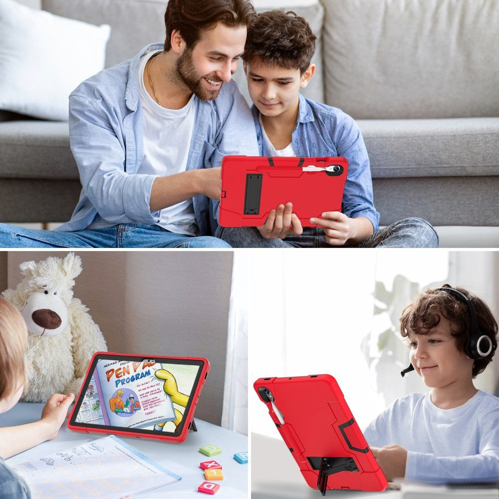 Samsung Galaxy Tab S9 / S9 FE Håndværker Cover m. Kickstand & Penholder - Rød / Sort