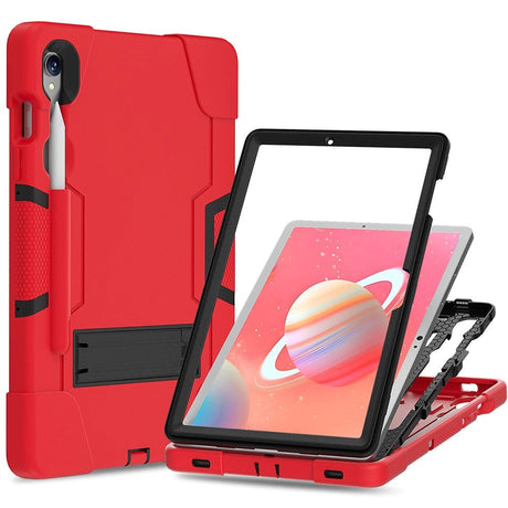 Samsung Galaxy Tab S9 / S9 FE Håndværker Cover m. Kickstand & Penholder - Rød / Sort
