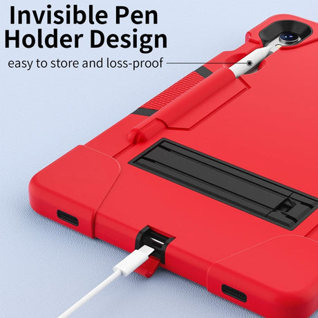 Samsung Galaxy Tab S9 / S9 FE Håndværker Cover m. Kickstand & Penholder - Rød / Sort