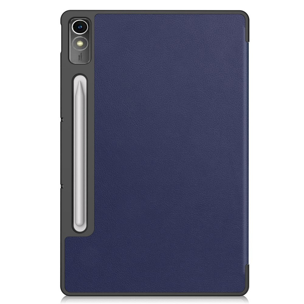 Lenovo Tab P12 Magnetisk Tri-Fold Læder Cover m. Pencil Holder - Mørkeblå