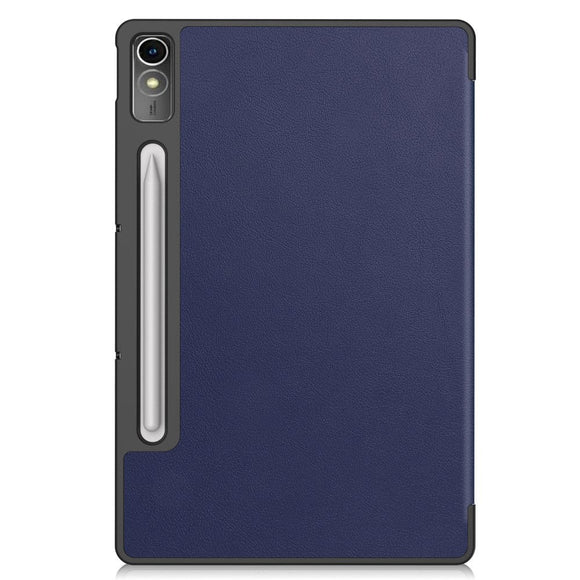 Lenovo Tab P12 Magnetisk Tri-Fold Læder Cover m. Pencil Holder - Mørkeblå