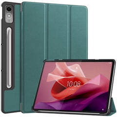 Lenovo Tab P12 Magnetisk Tri-Fold Læder Cover m. Pencil Holder - Grøn