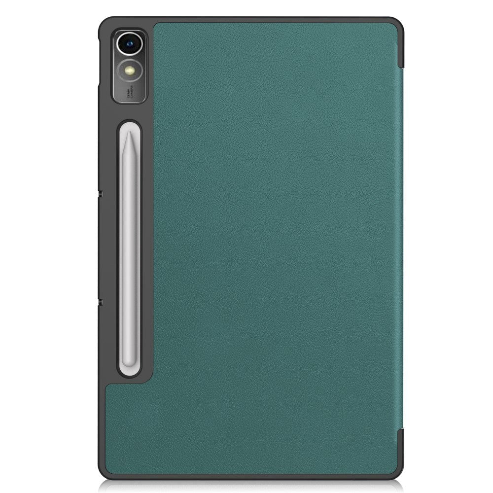 Lenovo Tab P12 Magnetisk Tri-Fold Læder Cover m. Pencil Holder - Grøn