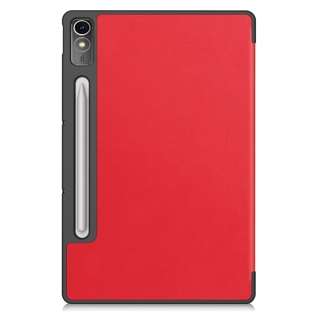 Lenovo Tab P12 Magnetisk Tri-Fold Læder Cover m. Pencil Holder - Rød