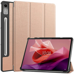 Lenovo Tab P12 Magnetisk Tri-Fold Læder Cover m. Pencil Holder - Rose Gold