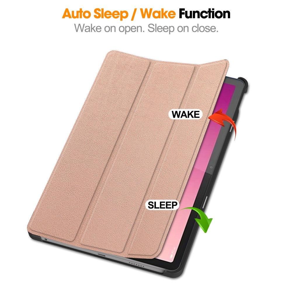 Lenovo Tab P12 Magnetisk Tri-Fold Læder Cover m. Pencil Holder - Rose Gold