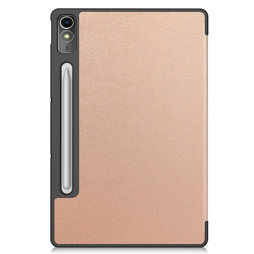 Lenovo Tab P12 Magnetisk Tri-Fold Læder Cover m. Pencil Holder - Rose Gold