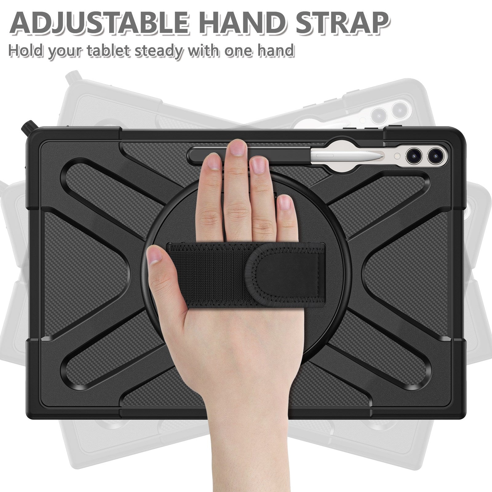 EIDERWOOD Samsung Galaxy Tab S10 Ultra X920 / S8 Ultra X900 X906 / Tab S9 Ultra X910 Shockproof cover m. Håndholder & Kickstand - Sort