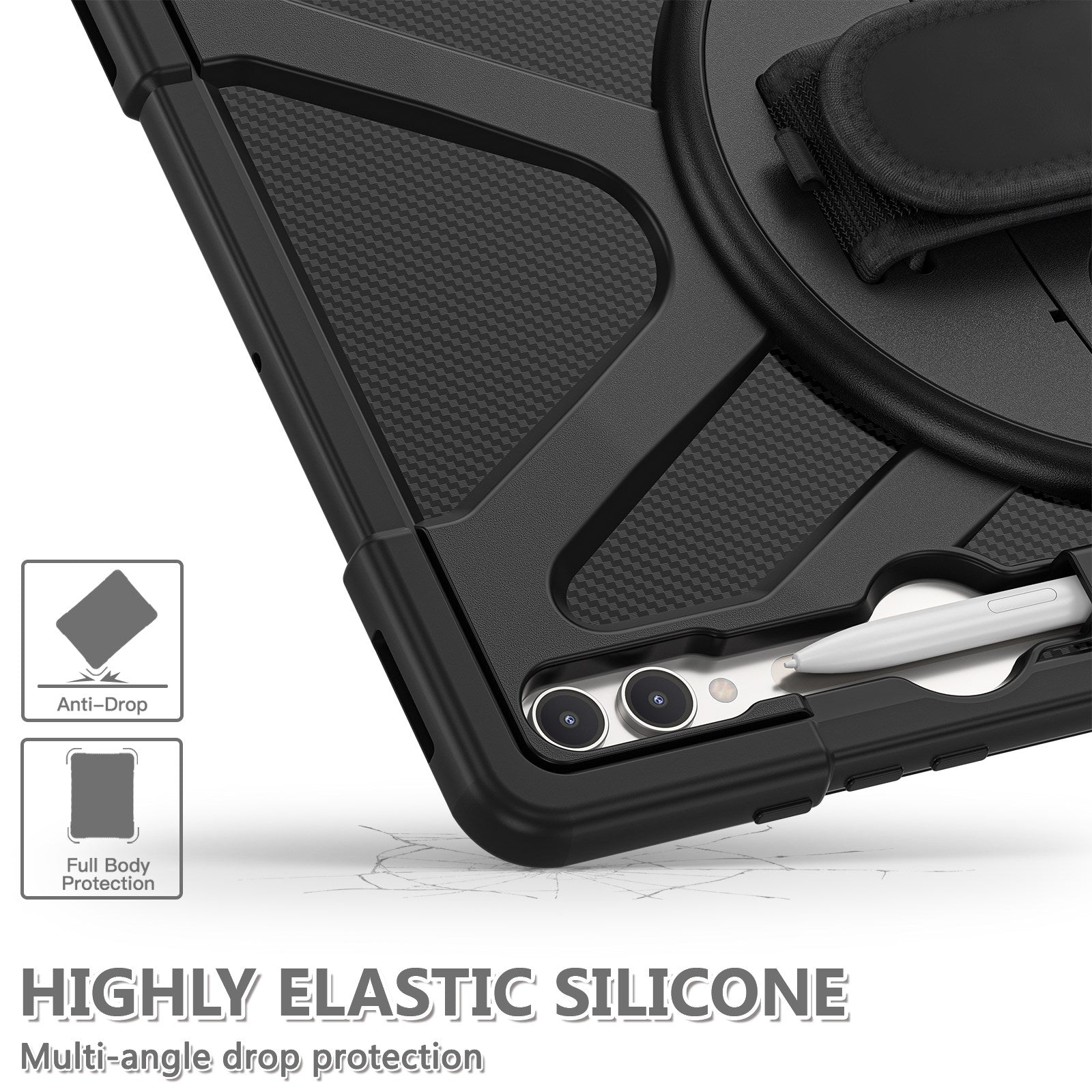 EIDERWOOD Samsung Galaxy Tab S10 Ultra X920 / S8 Ultra X900 X906 / Tab S9 Ultra X910 Shockproof cover m. Håndholder & Kickstand - Sort
