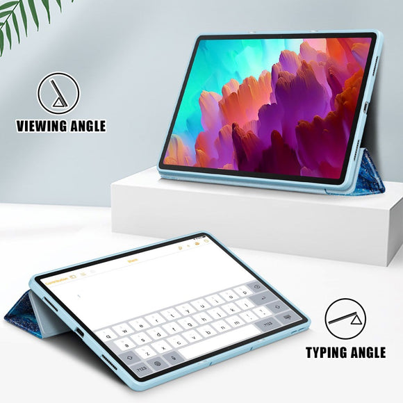 Lenovo Tab P12 Tri-Fold Kunstlæder Cover m. Pen Holder  - Vand