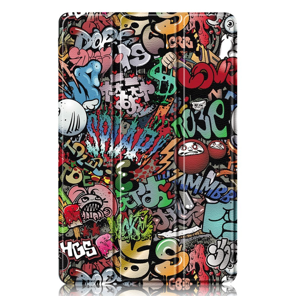 Lenovo Tab P12 Tri-Fold Kunstlæder Cover m. Pen Holder  - Graffiti