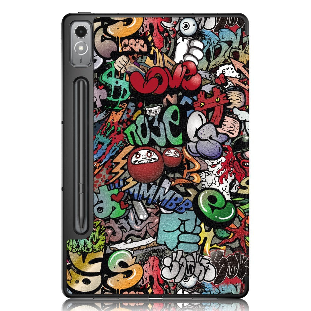 Lenovo Tab P12 Tri-Fold Kunstlæder Cover m. Pen Holder  - Graffiti