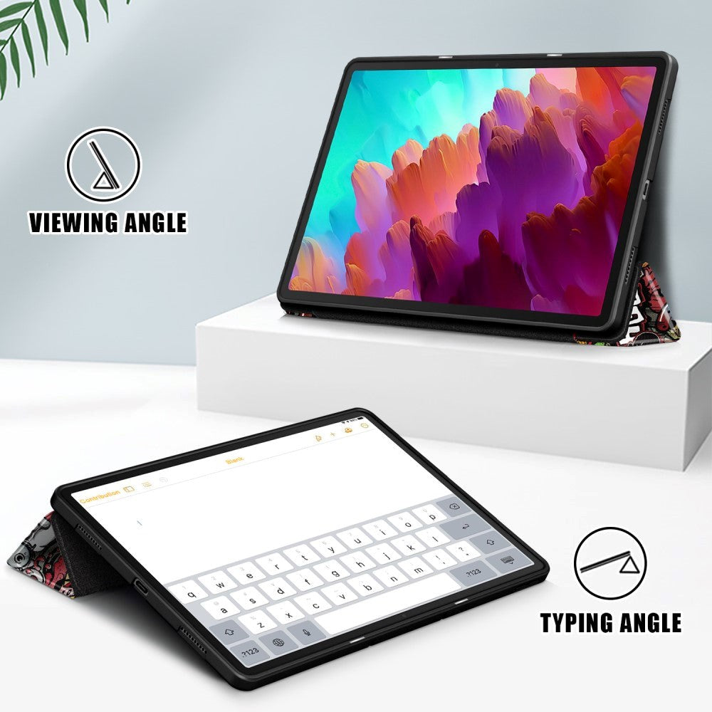 Lenovo Tab P12 Tri-Fold Kunstlæder Cover m. Pen Holder  - Graffiti