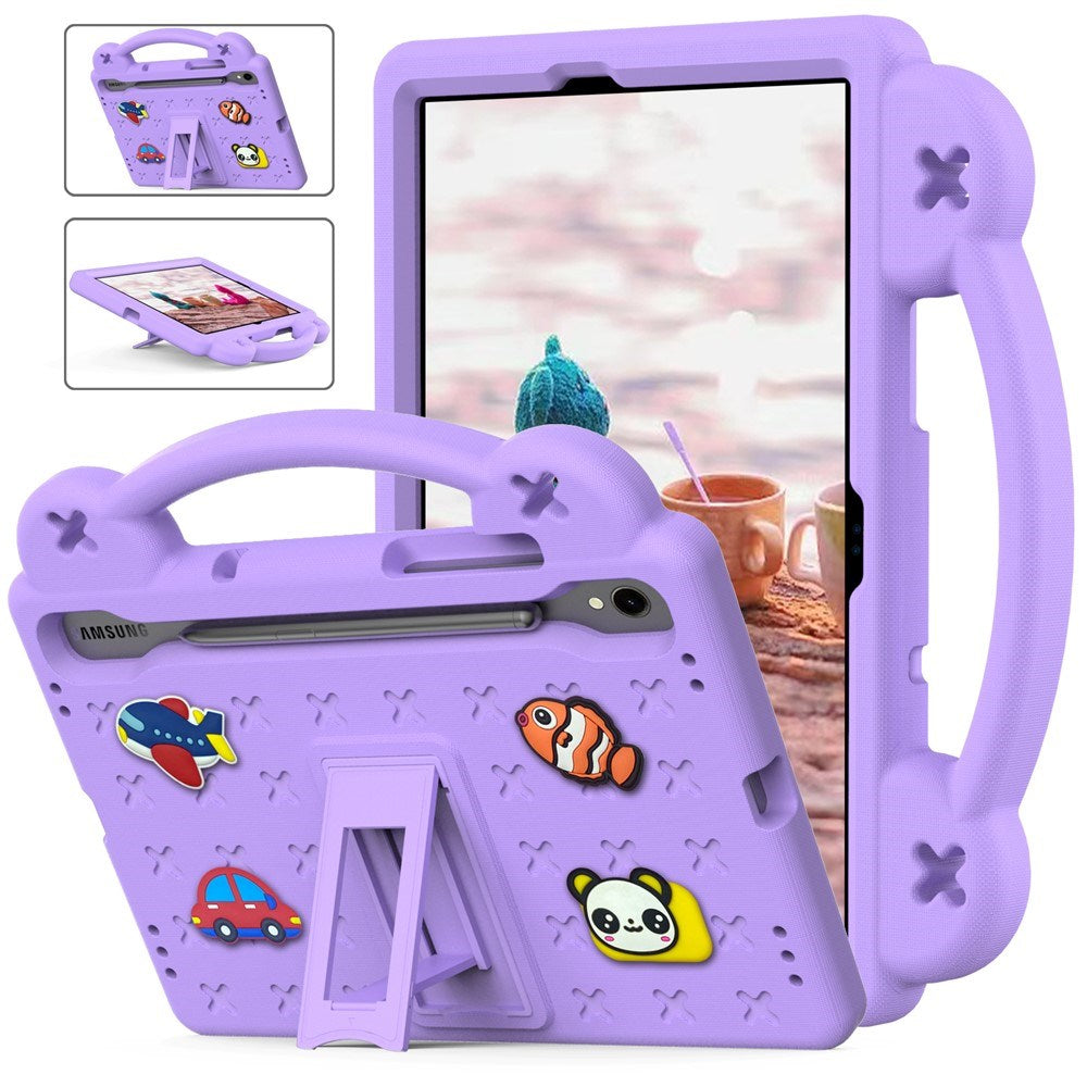 EIDERWOOD Samsung Galaxy Tab S11 / S10 Lite / S10 FE / S9 FE / S9 / S8 / S7 Børne Cover m. Kickstand & Håndholder - Lilla