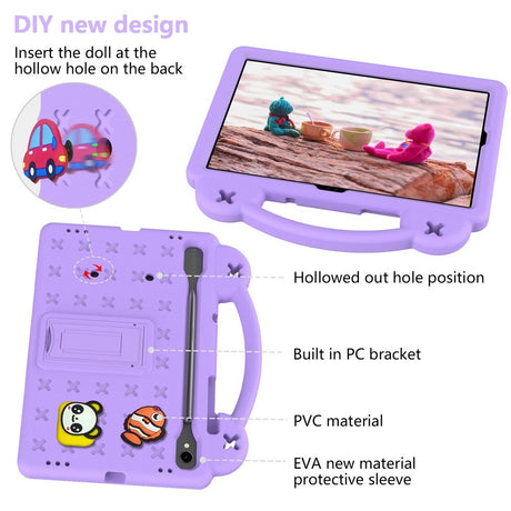 EIDERWOOD Samsung Galaxy Tab S11 / S10 Lite / S10 FE / S9 FE / S9 / S8 / S7 Børne Cover m. Kickstand & Håndholder - Lilla