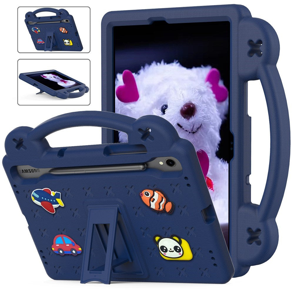 EIDERWOOD Samsung Galaxy Tab S11 / S10 Lite / S10 FE / S9 FE / S9 / S8 / S7 Børne Cover m. Kickstand & Håndholder - Mørkeblå