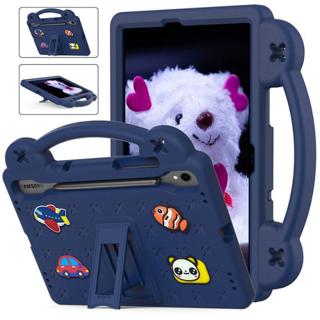 EIDERWOOD Samsung Galaxy Tab S11 / S10 Lite / S10 FE / S9 FE / S9 / S8 / S7 Børne Cover m. Kickstand & Håndholder - Mørkeblå