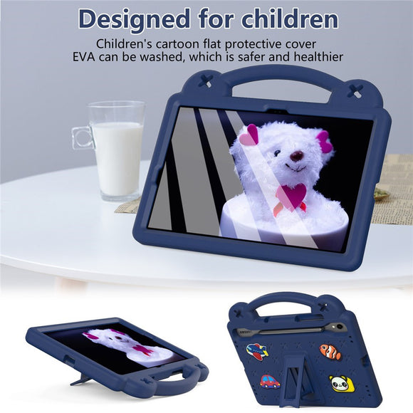 EIDERWOOD Samsung Galaxy Tab S11 / S10 Lite / S10 FE / S9 FE / S9 / S8 / S7 Børne Cover m. Kickstand & Håndholder - Mørkeblå