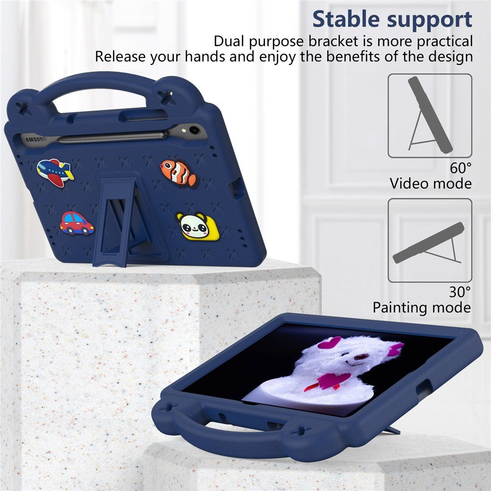 EIDERWOOD Samsung Galaxy Tab S11 / S10 Lite / S10 FE / S9 FE / S9 / S8 / S7 Børne Cover m. Kickstand & Håndholder - Mørkeblå
