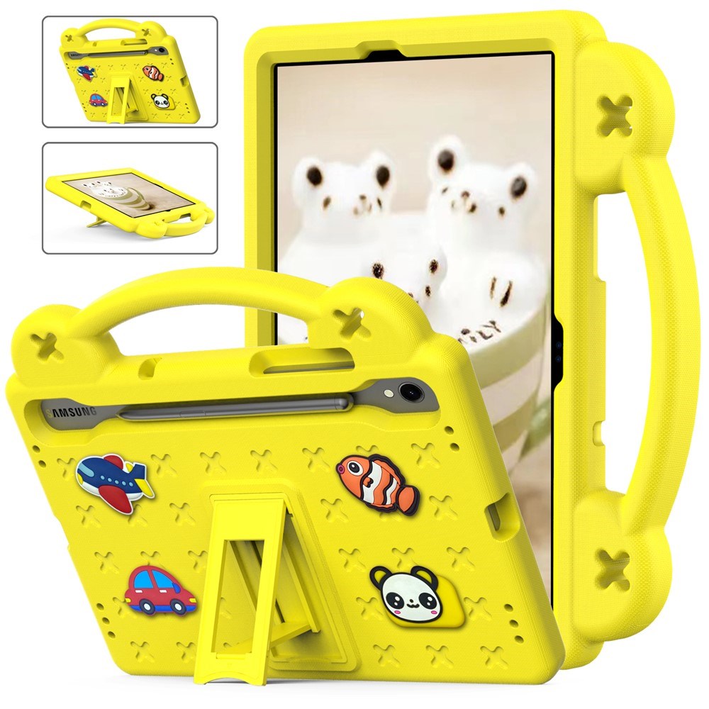 EIDERWOOD Samsung Galaxy Tab S11 / S10 Lite / S10 FE / S9 FE / S9 / S8 / S7 Børne Cover m. Kickstand & Håndholder - Gul