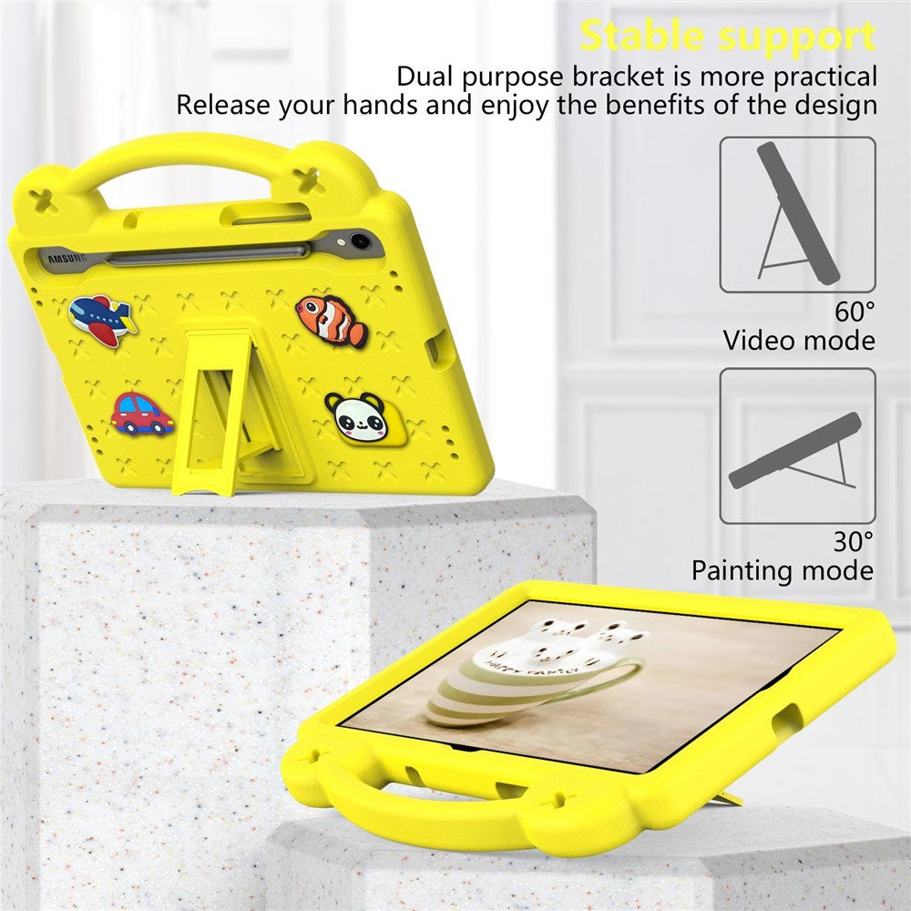 EIDERWOOD Samsung Galaxy Tab S11 / S10 Lite / S10 FE / S9 FE / S9 / S8 / S7 Børne Cover m. Kickstand & Håndholder - Gul
