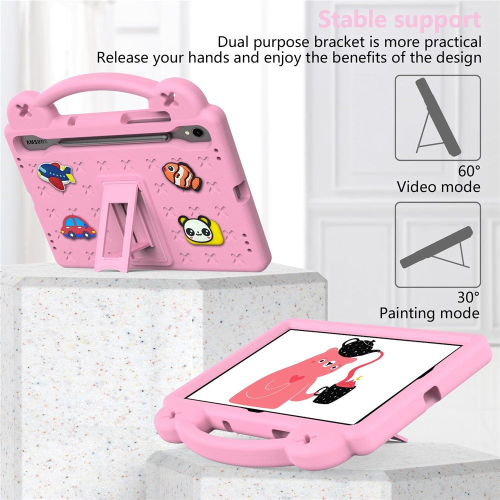 EIDERWOOD Samsung Galaxy Tab S11 / S10 Lite / S10 FE / S9 FE / S9 / S8 / S7 Børne Cover m. Kickstand & Håndholder - Lyserød
