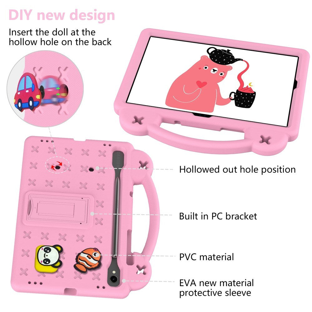 EIDERWOOD Samsung Galaxy Tab S11 / S10 Lite / S10 FE / S9 FE / S9 / S8 / S7 Børne Cover m. Kickstand & Håndholder - Lyserød
