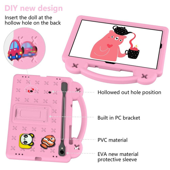 EIDERWOOD Samsung Galaxy Tab S11 / S10 Lite / S10 FE / S9 FE / S9 / S8 / S7 Børne Cover m. Kickstand & Håndholder - Lyserød