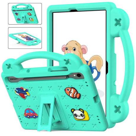 EIDERWOOD Samsung Galaxy Tab S11 / S10 Lite / S10 FE / S9 FE / S9 / S8 / S7 Børne Cover m. Kickstand & Håndholder - Turkis