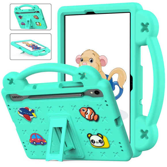 EIDERWOOD Samsung Galaxy Tab S11 / S10 Lite / S10 FE / S9 FE / S9 / S8 / S7 Børne Cover m. Kickstand & Håndholder - Turkis