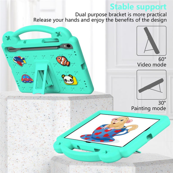 EIDERWOOD Samsung Galaxy Tab S11 / S10 Lite / S10 FE / S9 FE / S9 / S8 / S7 Børne Cover m. Kickstand & Håndholder - Turkis