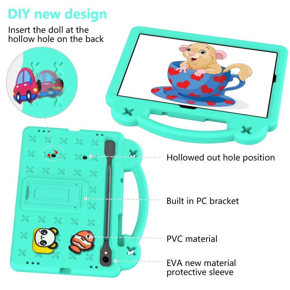 EIDERWOOD Samsung Galaxy Tab S11 / S10 Lite / S10 FE / S9 FE / S9 / S8 / S7 Børne Cover m. Kickstand & Håndholder - Turkis