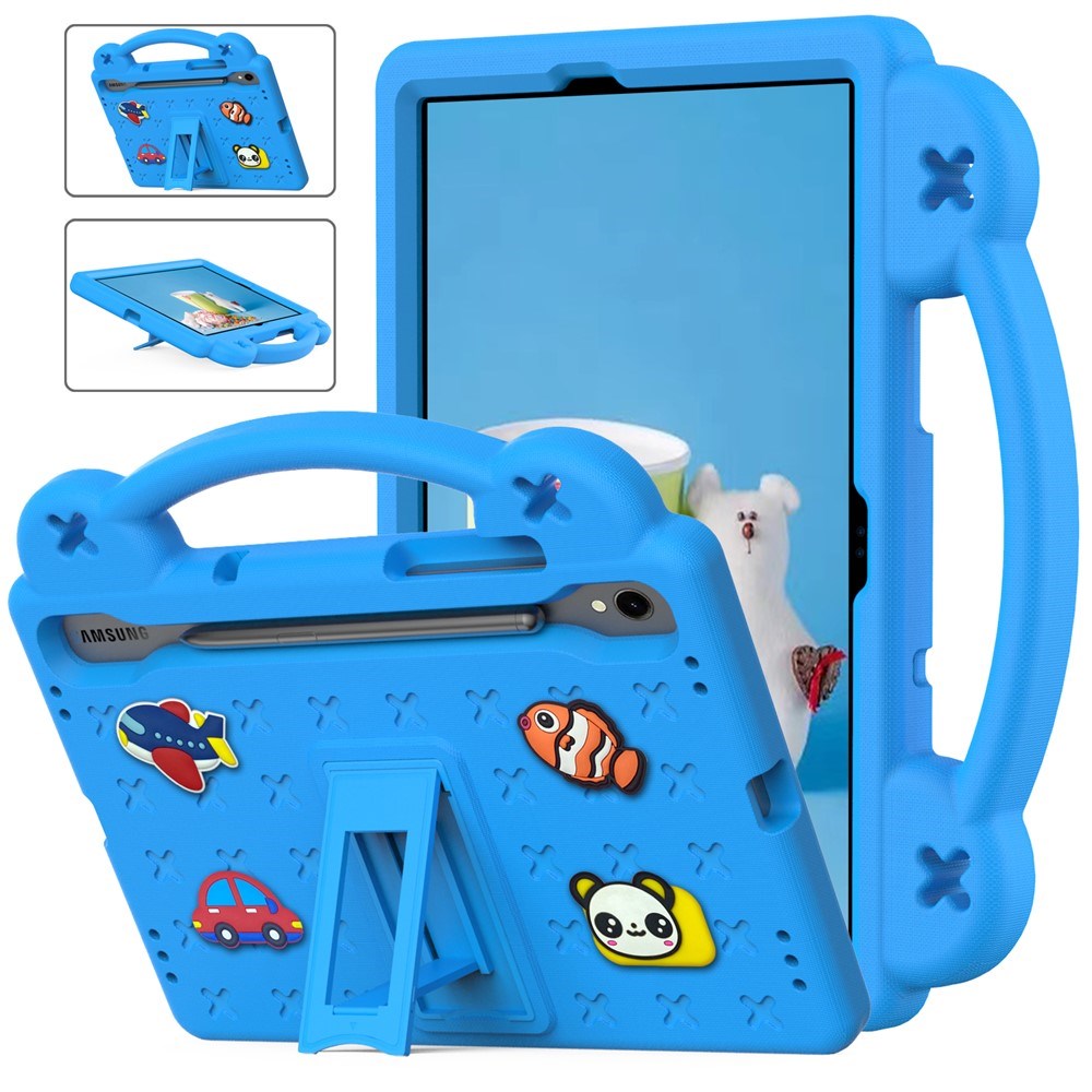 EIDERWOOD Samsung Galaxy Tab S11 / S10 Lite / S10 FE / S9 FE / S9 / S8 / S7 Børne Cover m. Kickstand & Håndholder - Blå