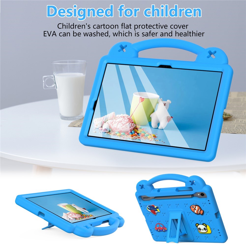 EIDERWOOD Samsung Galaxy Tab S11 / S10 Lite / S10 FE / S9 FE / S9 / S8 / S7 Børne Cover m. Kickstand & Håndholder - Blå